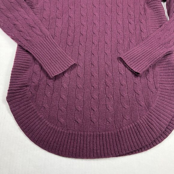 Polo Ralph Lauren Wool Cashmere Turtleneck Sweater Maroon Cozy Cable Knit M FUZZ - Picture 2 of 11